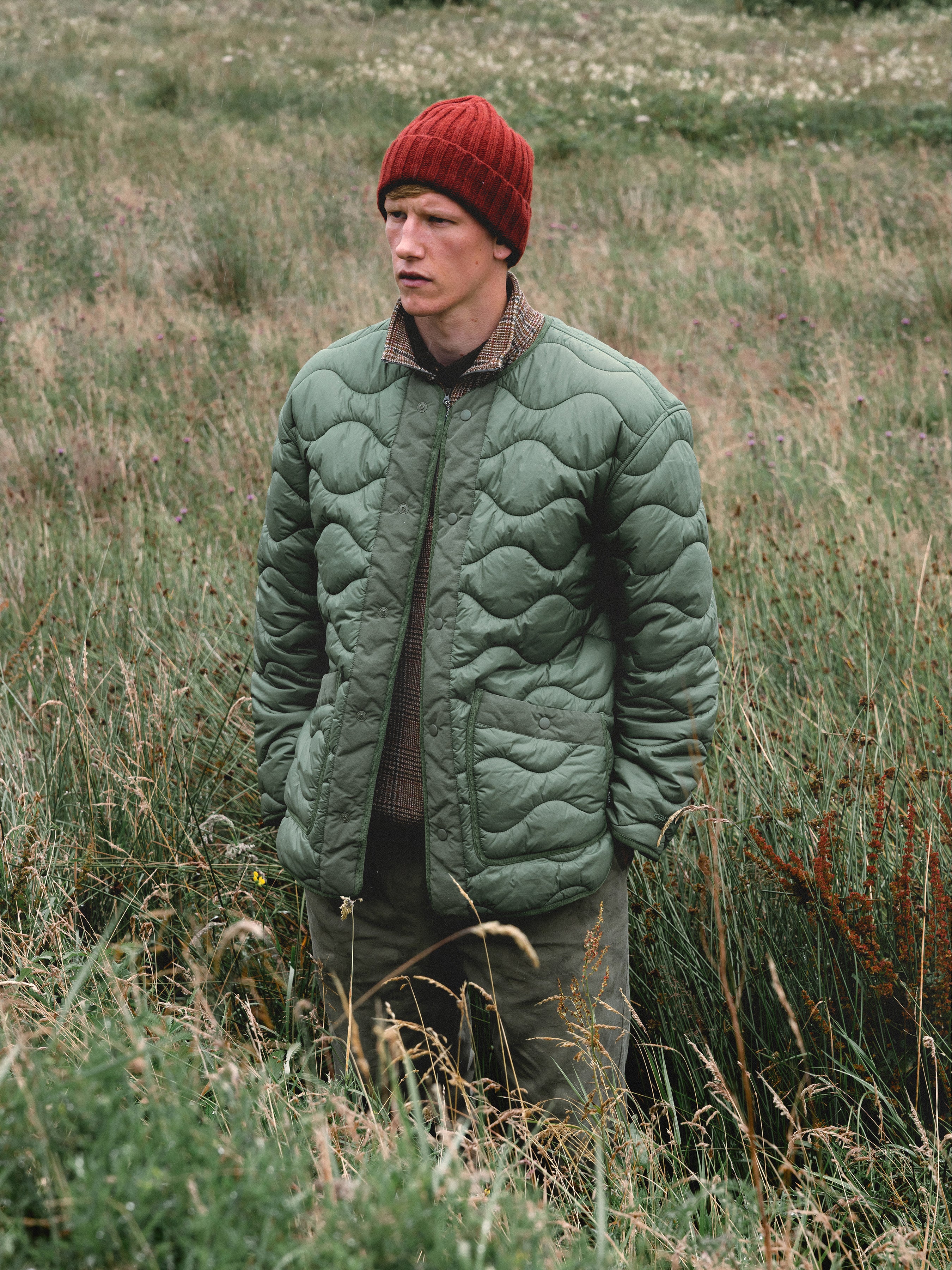 Islay Quilted Jacket in Fern Green Recycled Nylon – Kestin