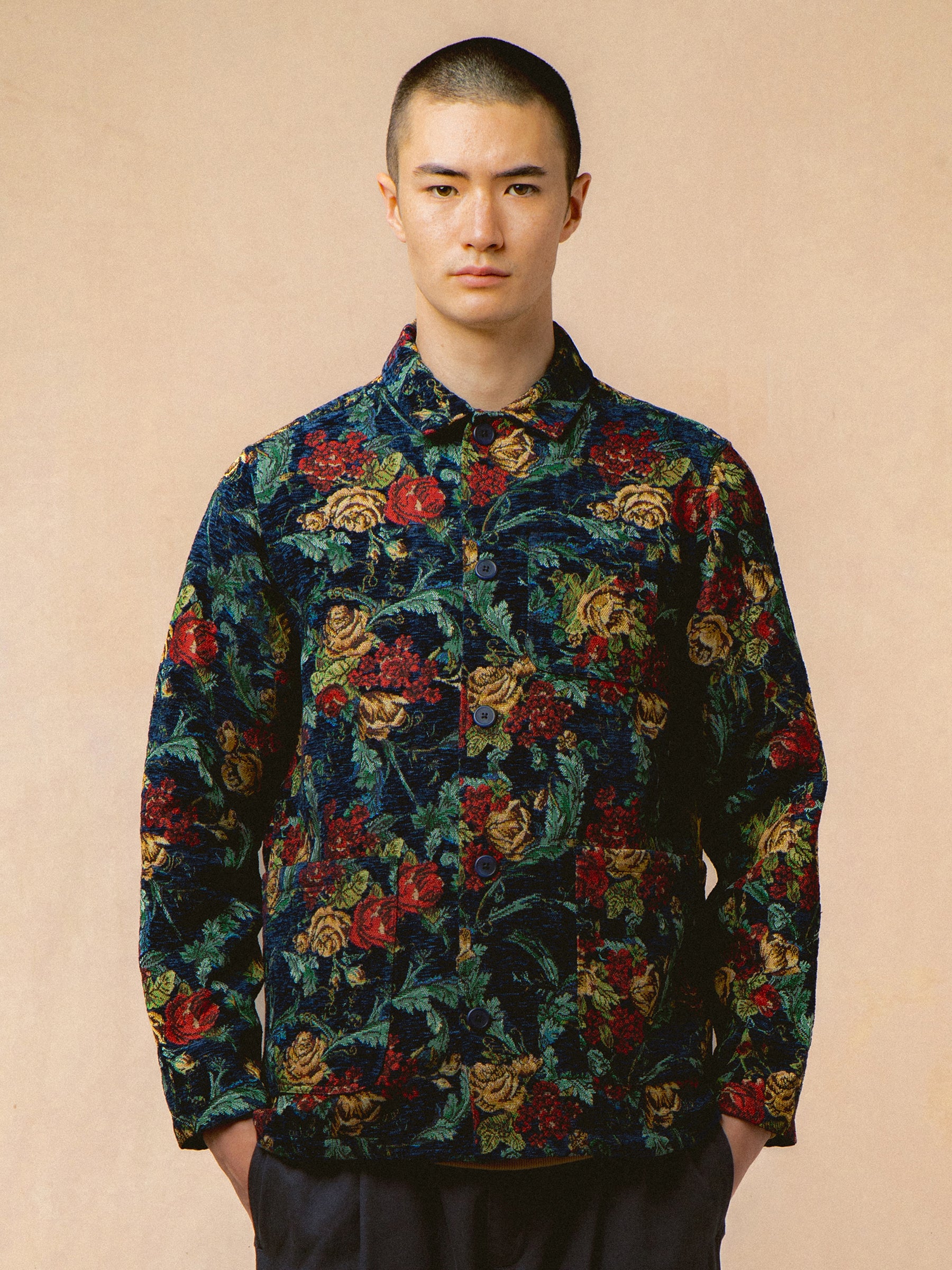 Ormiston Jacket in Navy Floral Jacquard