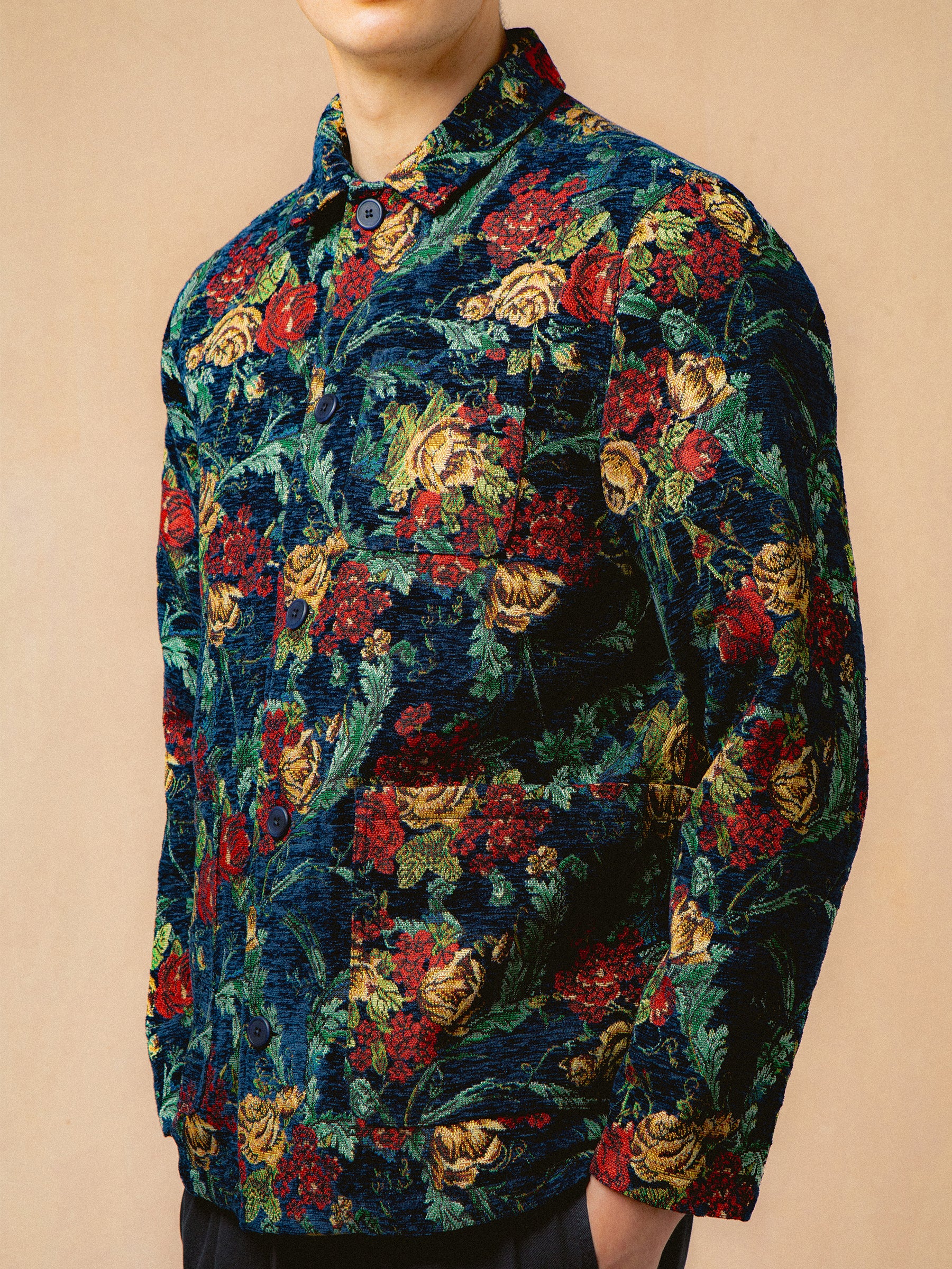 Ormiston Jacket in Navy Floral Jacquard