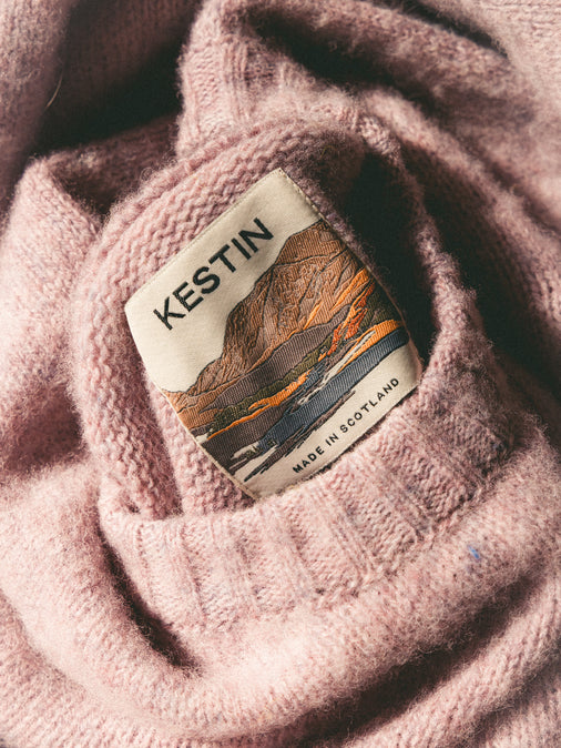 Brushed Shetland Crew in Pale Pink Lambswool