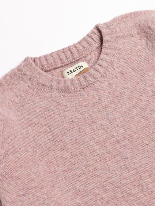 Brushed Shetland Crew in Pale Pink Lambswool