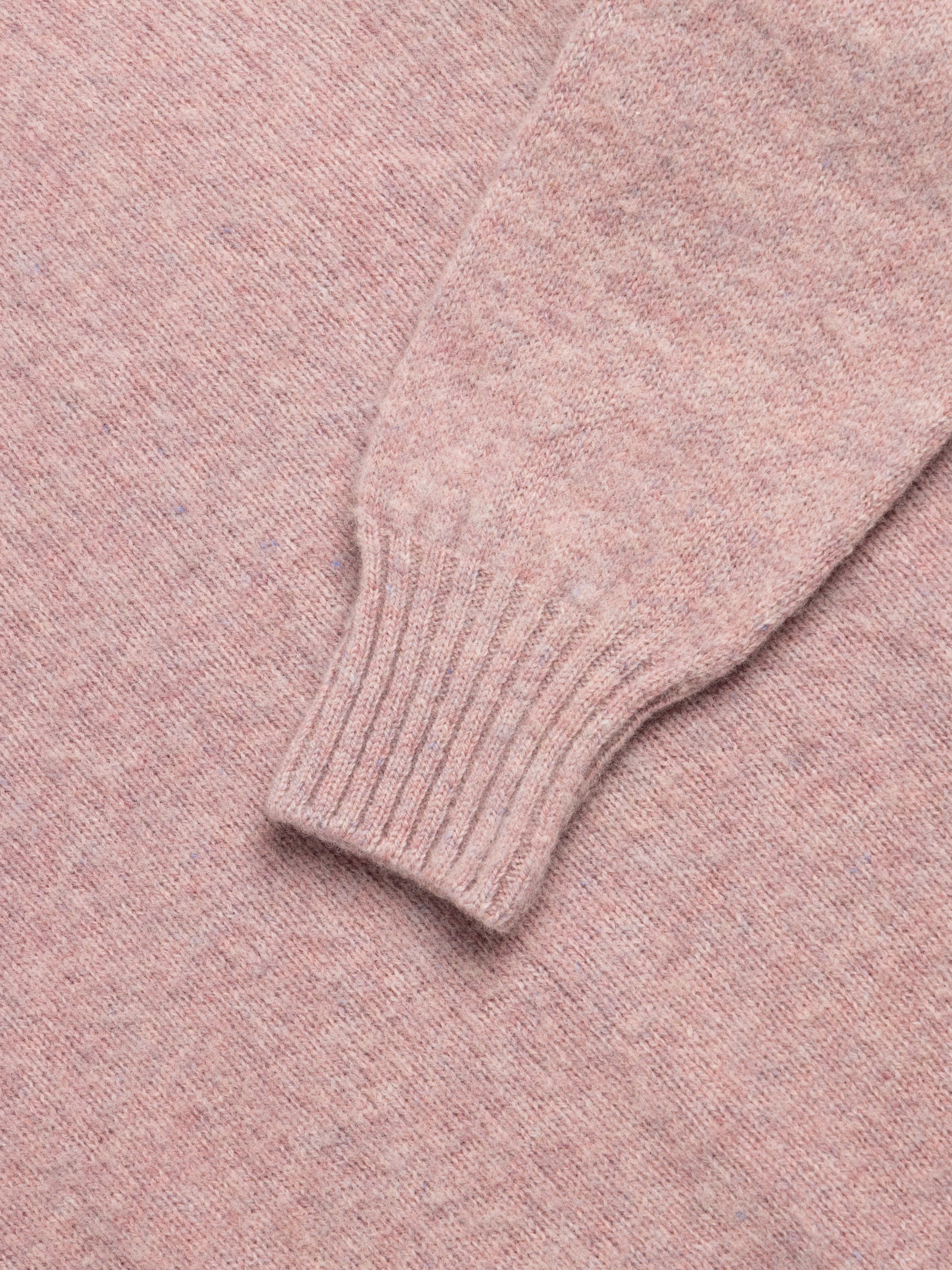 Brushed Shetland Crew in Pale Pink Lambswool