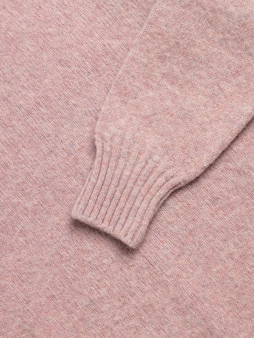 Brushed Shetland Crew in Pale Pink Lambswool