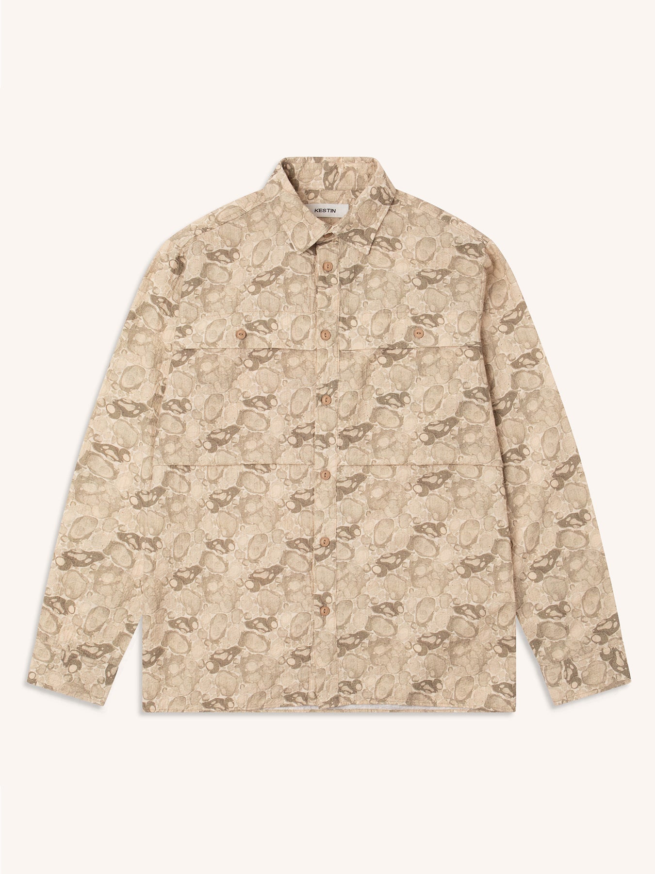Taymount Overshirt in Ecru Marble Textured Cotton
