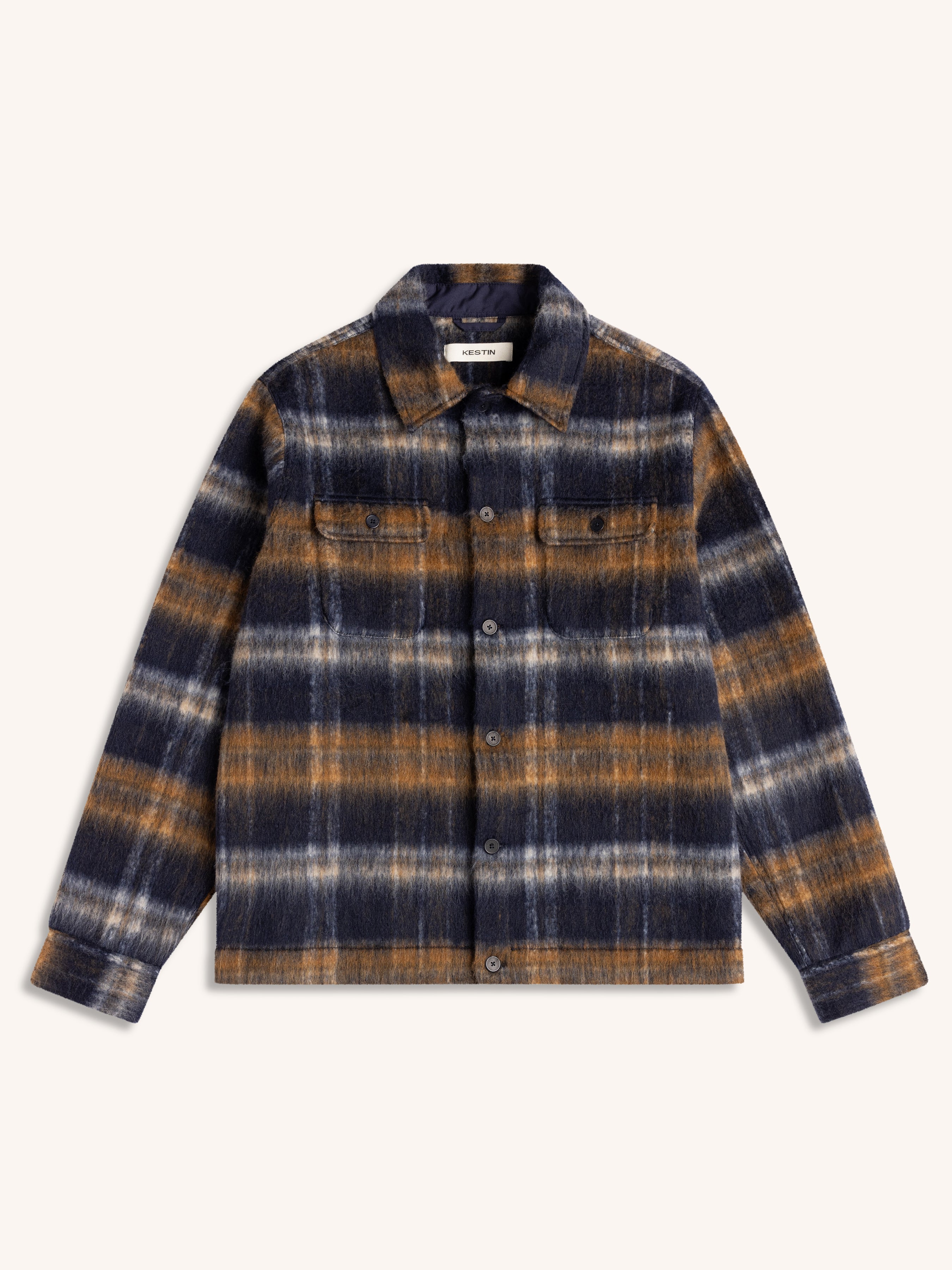 Haston Jacket in Navy Check Brushed Wool