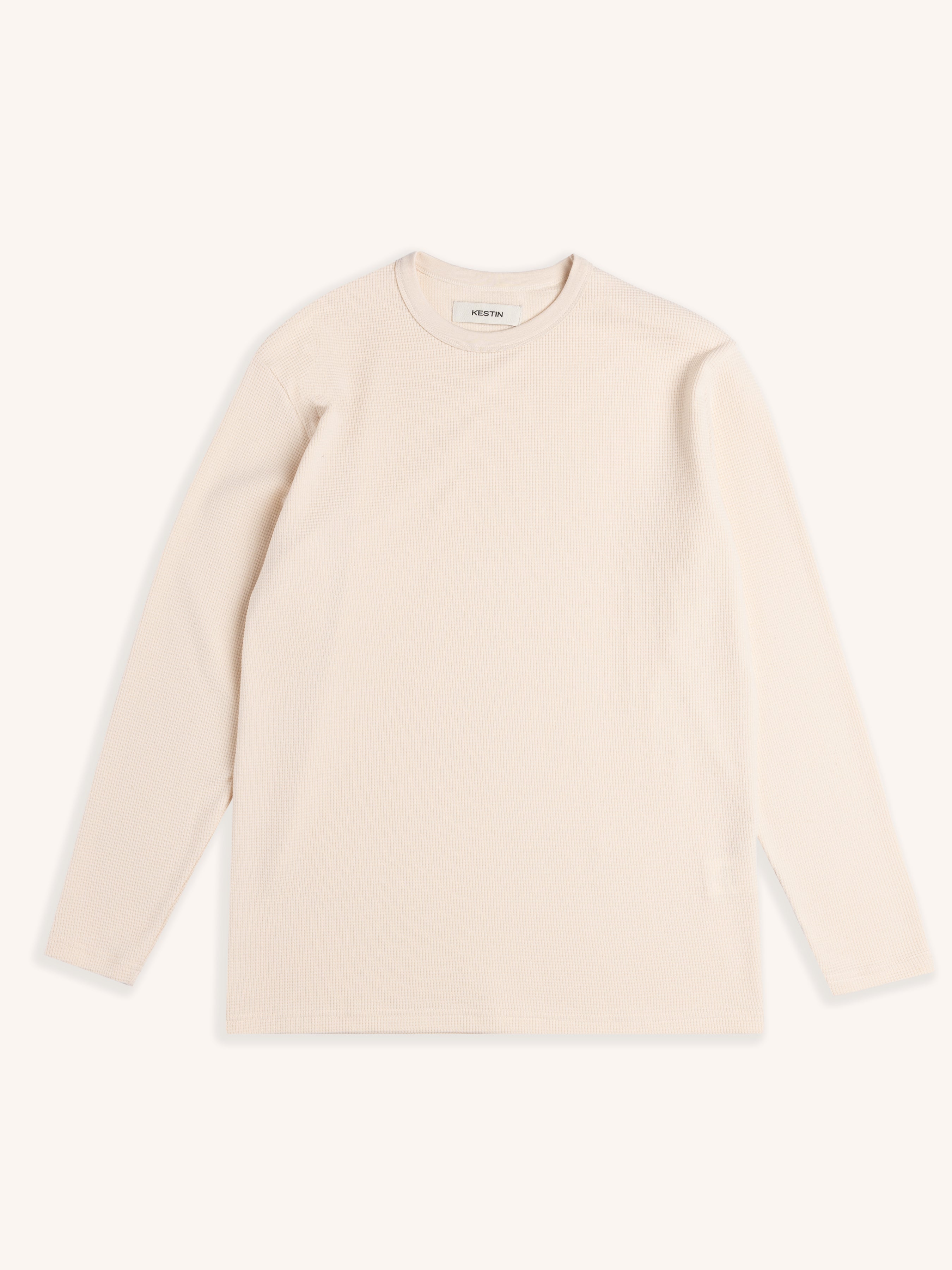 Waternish Long Sleeve Tee in Natural Brushed Waffle