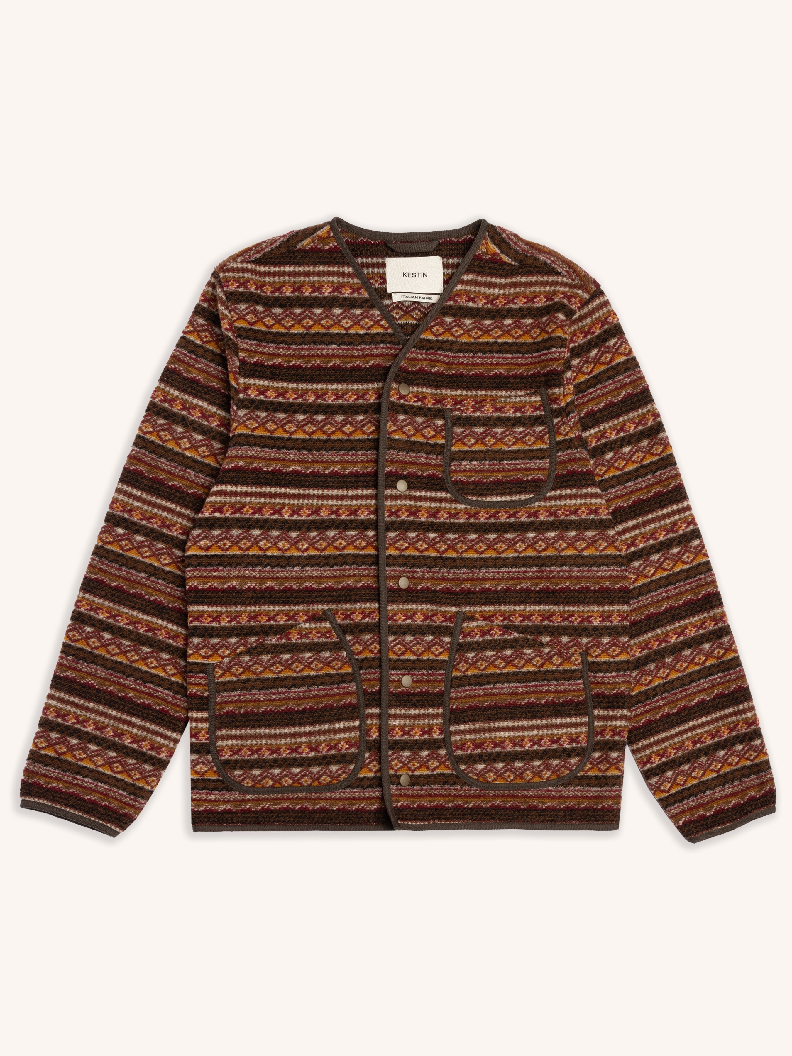 Neist Cardigan in Umber Knitted Fairisle