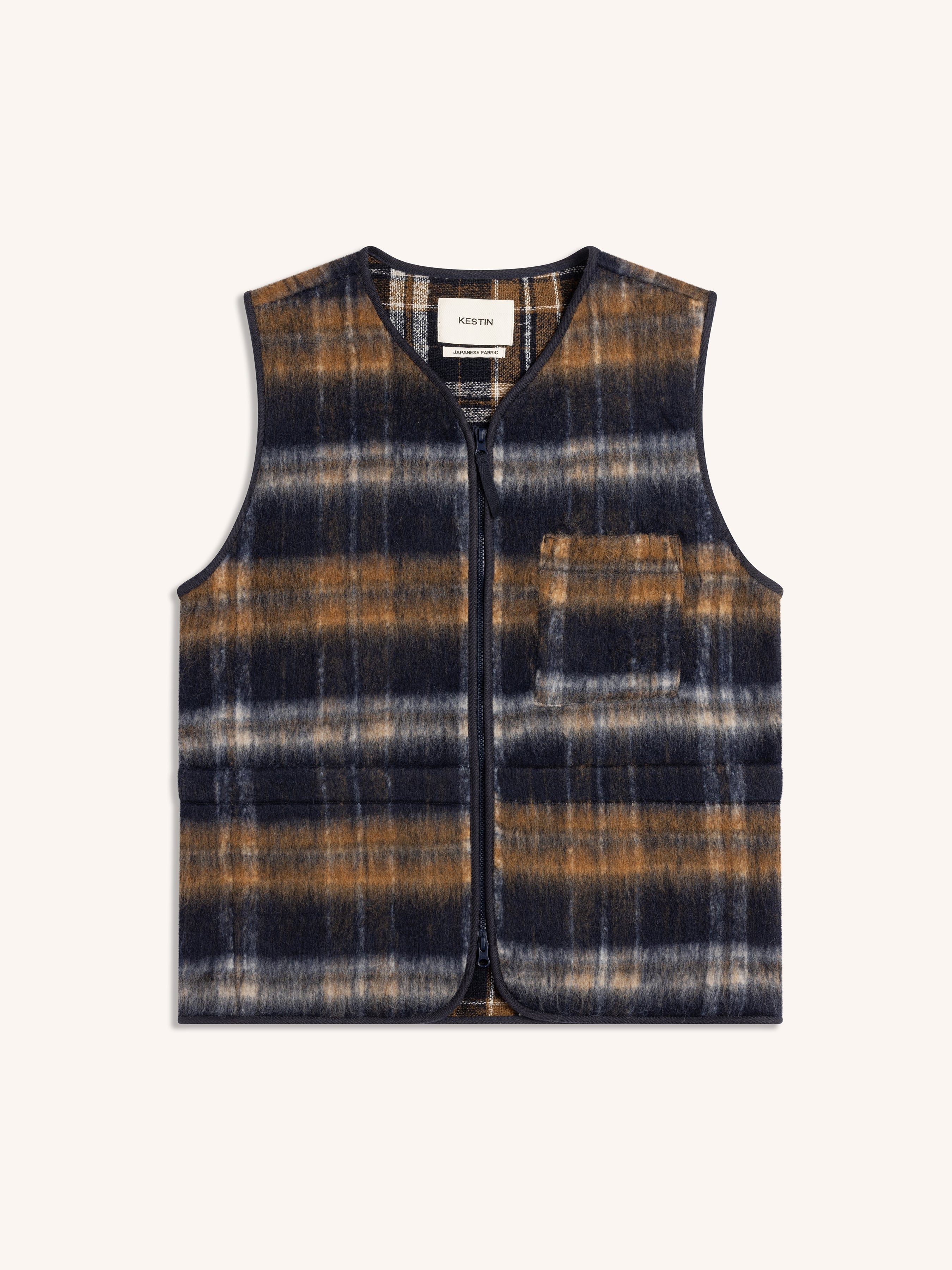 Bute Vest in Navy Check Brushed Wool