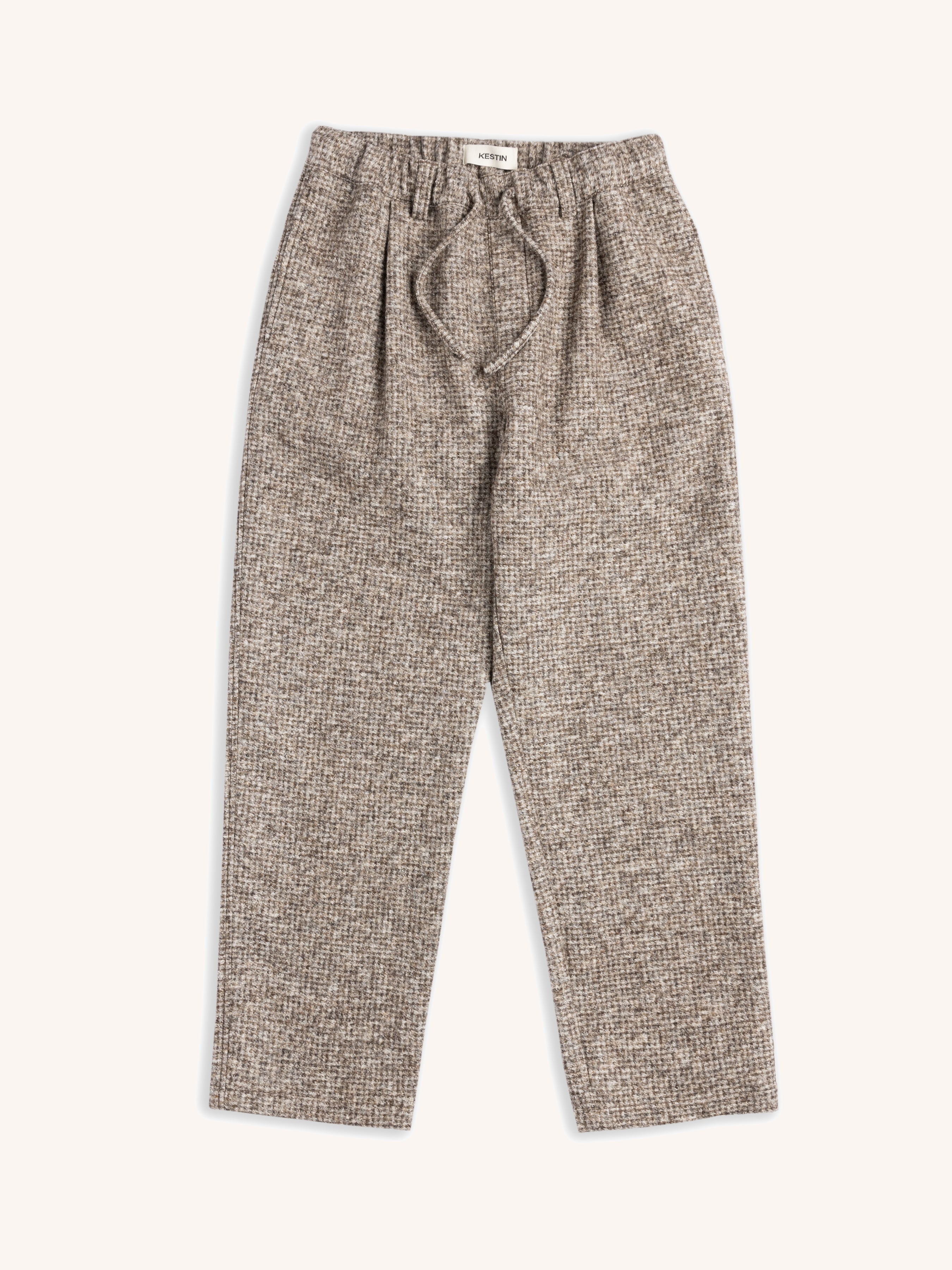 Doune Pant in Taupe Check Bonded Wool
