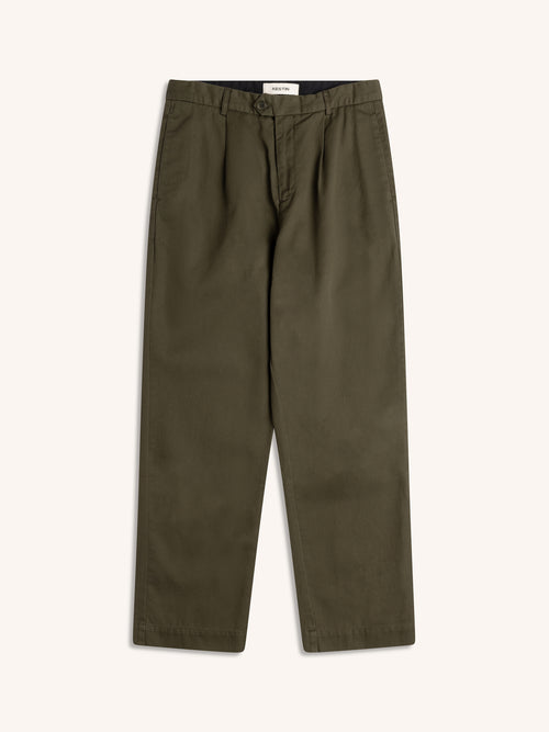 Wick Trouser in Dark Olive Cotton Twill