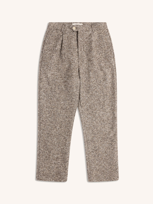 Wick Trouser in Taupe Check Bonded Wool