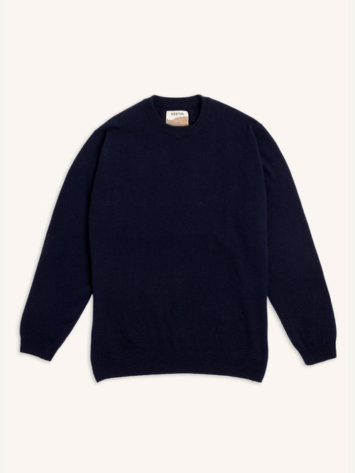 Teviot Crew Neck in Navy Merino Wool & Cashmere