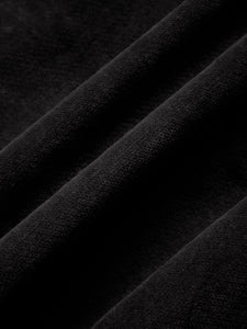 A close-up of a black moleskin fabric with the appearance of velvet, used by menswear brand KESTIN.