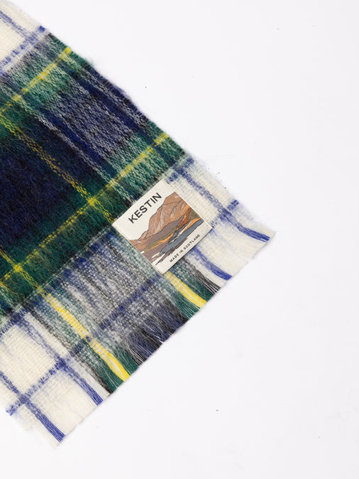 Muir Brushed Scarf in White Check Mohair Blend