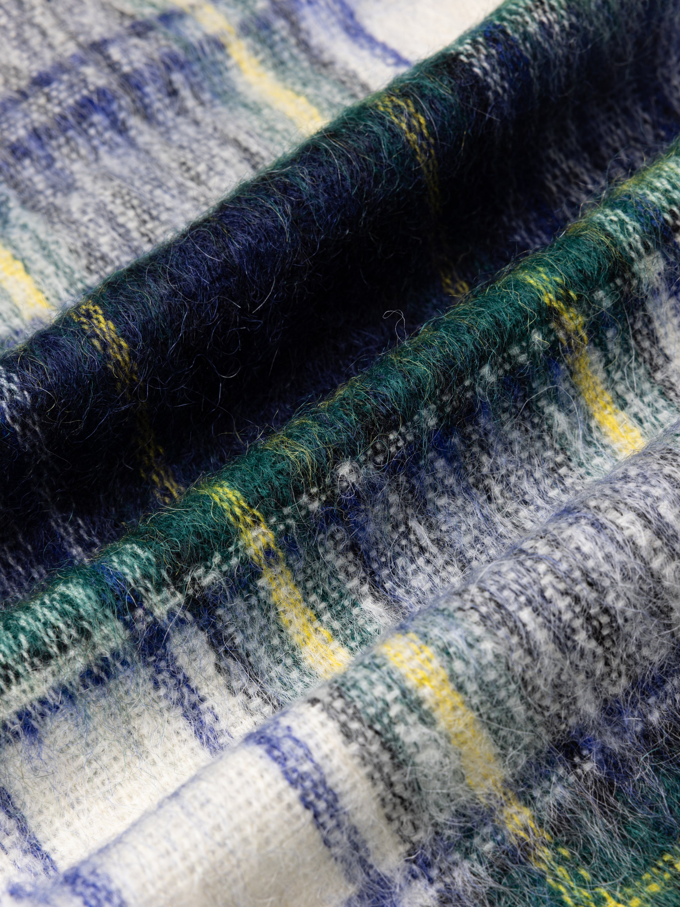 Muir Brushed Scarf in White Check Mohair Blend
