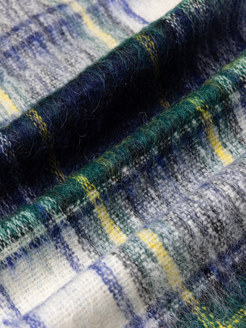 Muir Brushed Scarf in White Check Mohair Blend