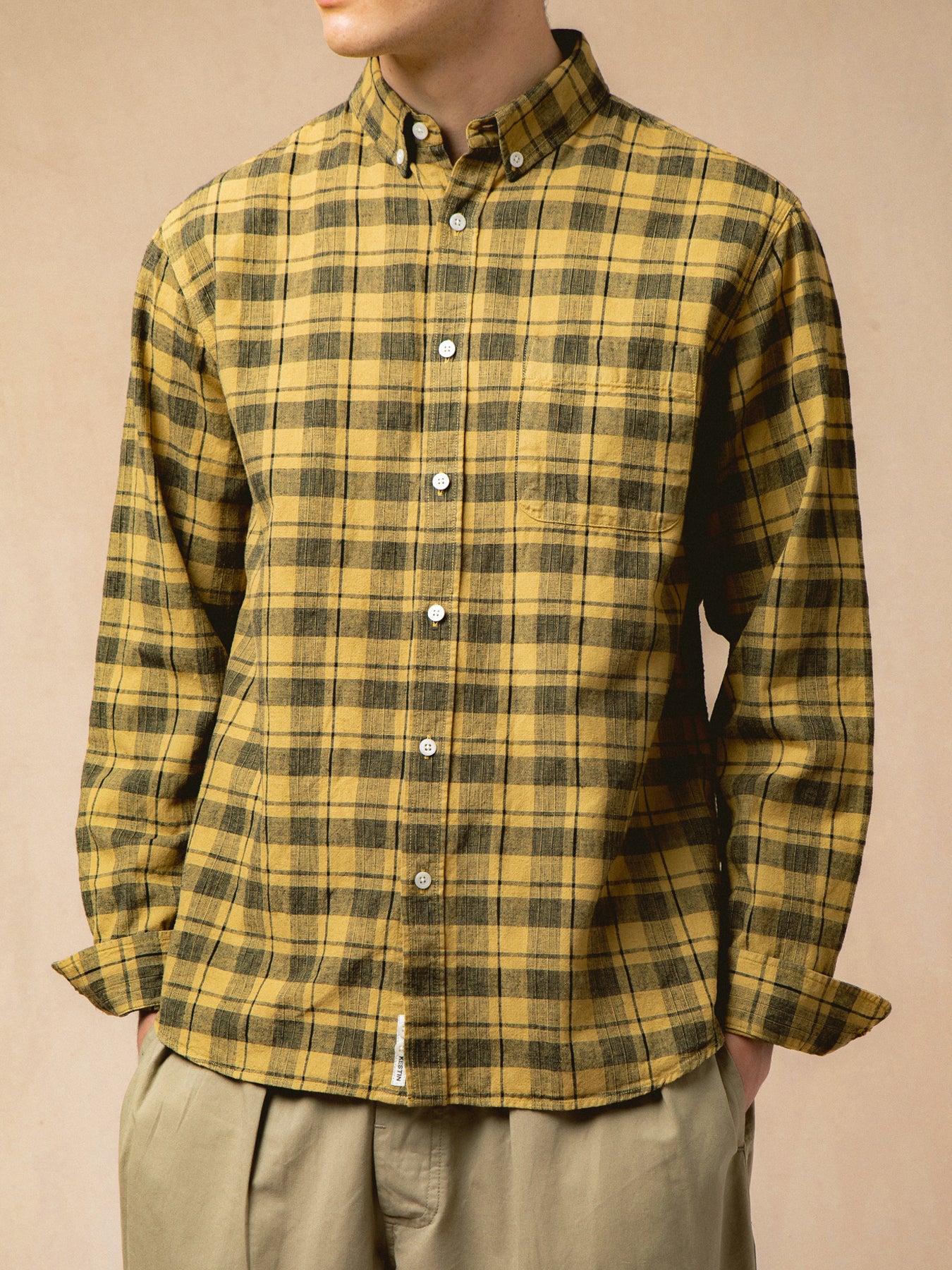 Raeburn Button Down Shirt in Gorse Linen Check