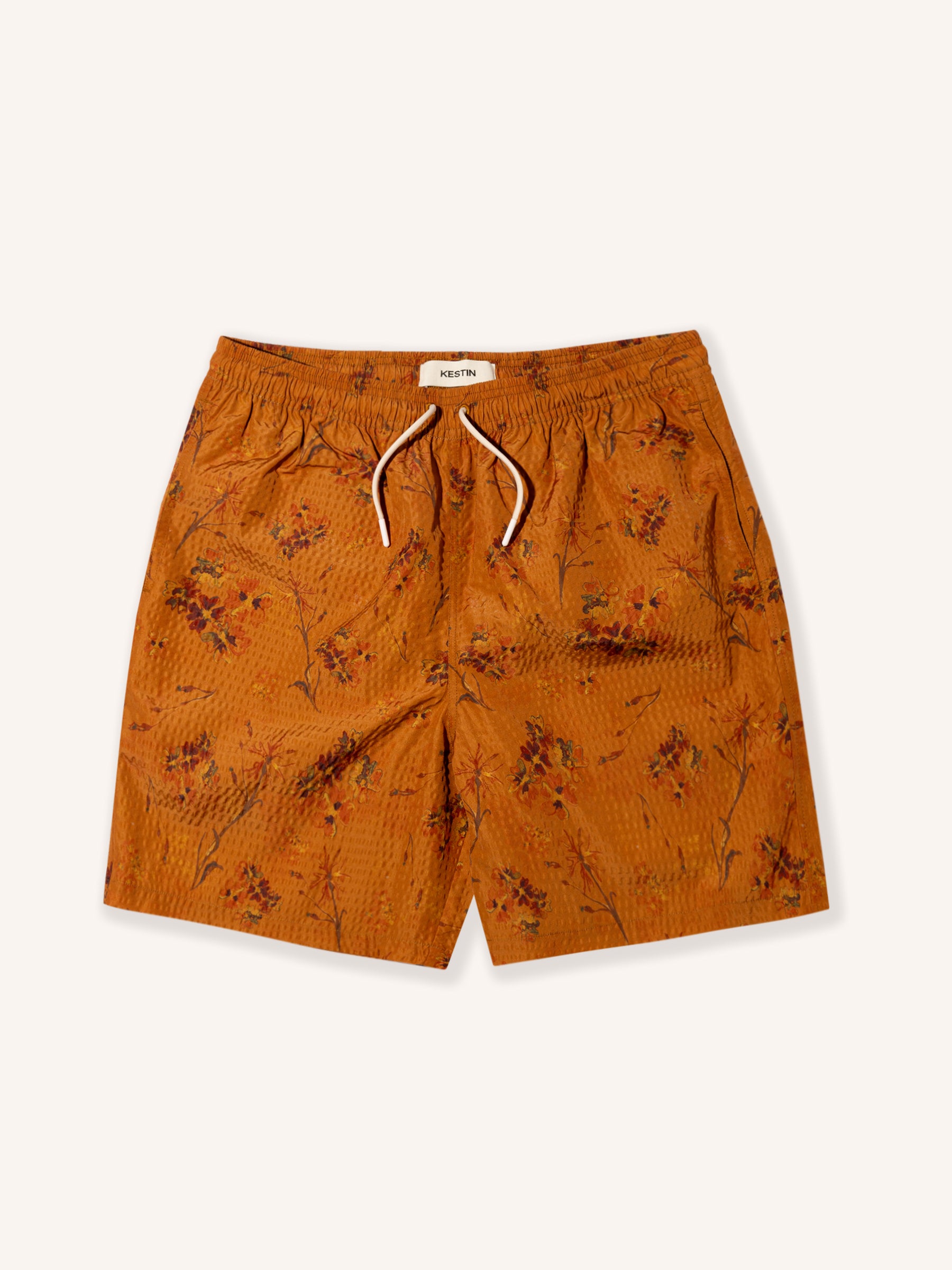 Seacliff Swim Shorts in Tangerine Floral SEAQUAL® Yarn