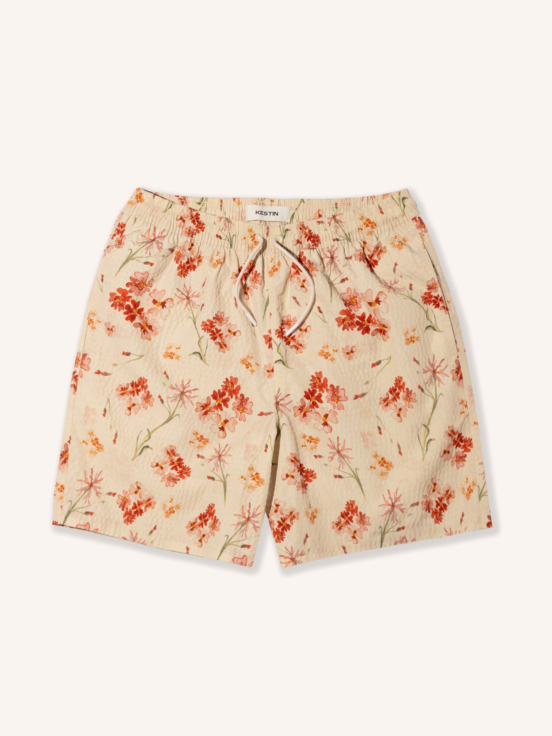 Seacliff Swim Shorts in Ecru Floral SEAQUAL® Yarn