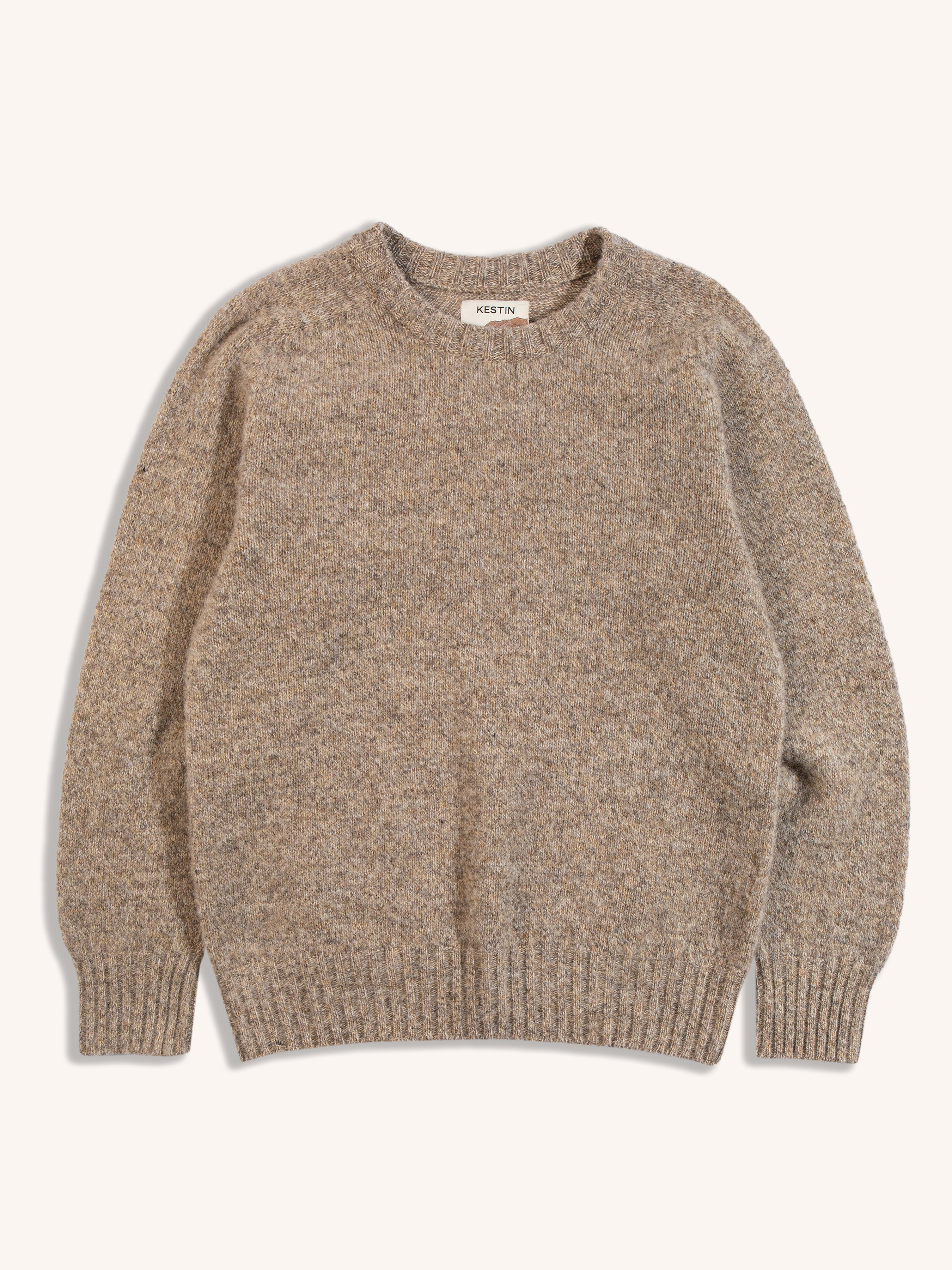 A knitted sweater from Scottish menswear brand KESTIN, made from brushed Shetland wool.