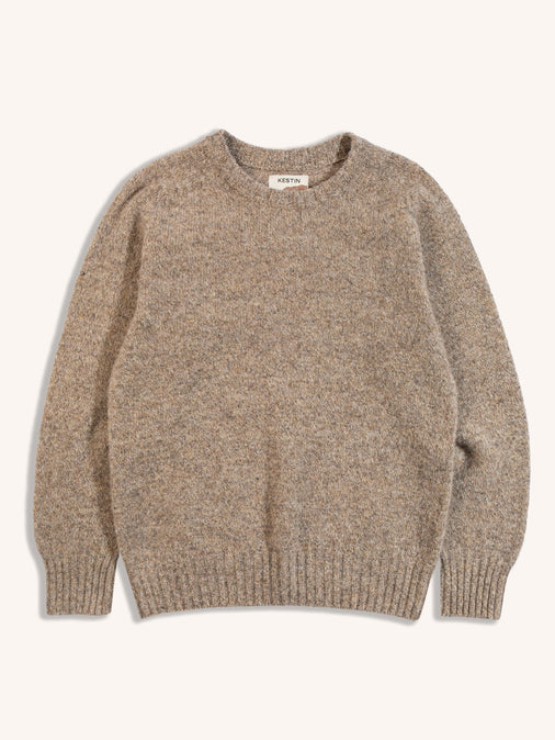 A knitted sweater from Scottish menswear brand KESTIN, made from brushed Shetland wool.