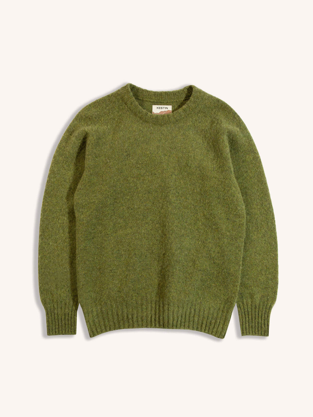 Brushed Shetland Crew in Apple Lambswool