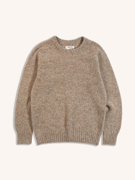 KESTIN | Brushed Shetland Crew Knit in Mushroom Lambswool