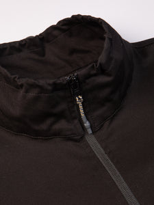 A close-up of the neck zipper of the KESTIN Aberfeldy Windbreaker in Black.