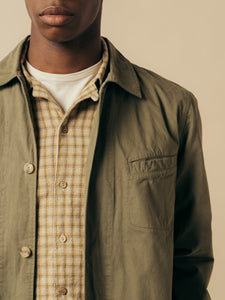 A close-up of the Huntly Jacket and Crammond Shirt from menswear designer KESTIN.