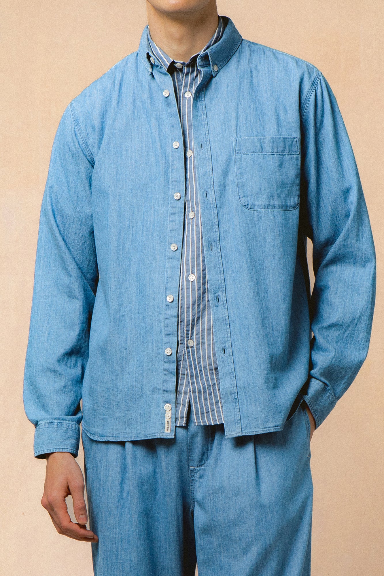Raeburn Button Down Shirt in Washed Denim