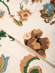 A Corozo button, sewn to the front of the KESTIN Ormiston Jacket in Japanese Floral Jacquard.