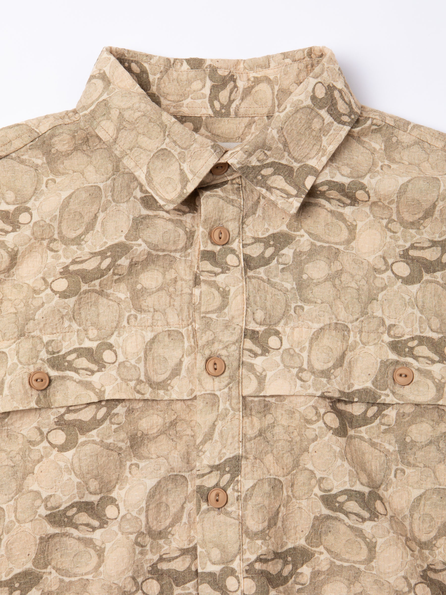 Taymount Overshirt in Ecru Marble Textured Cotton
