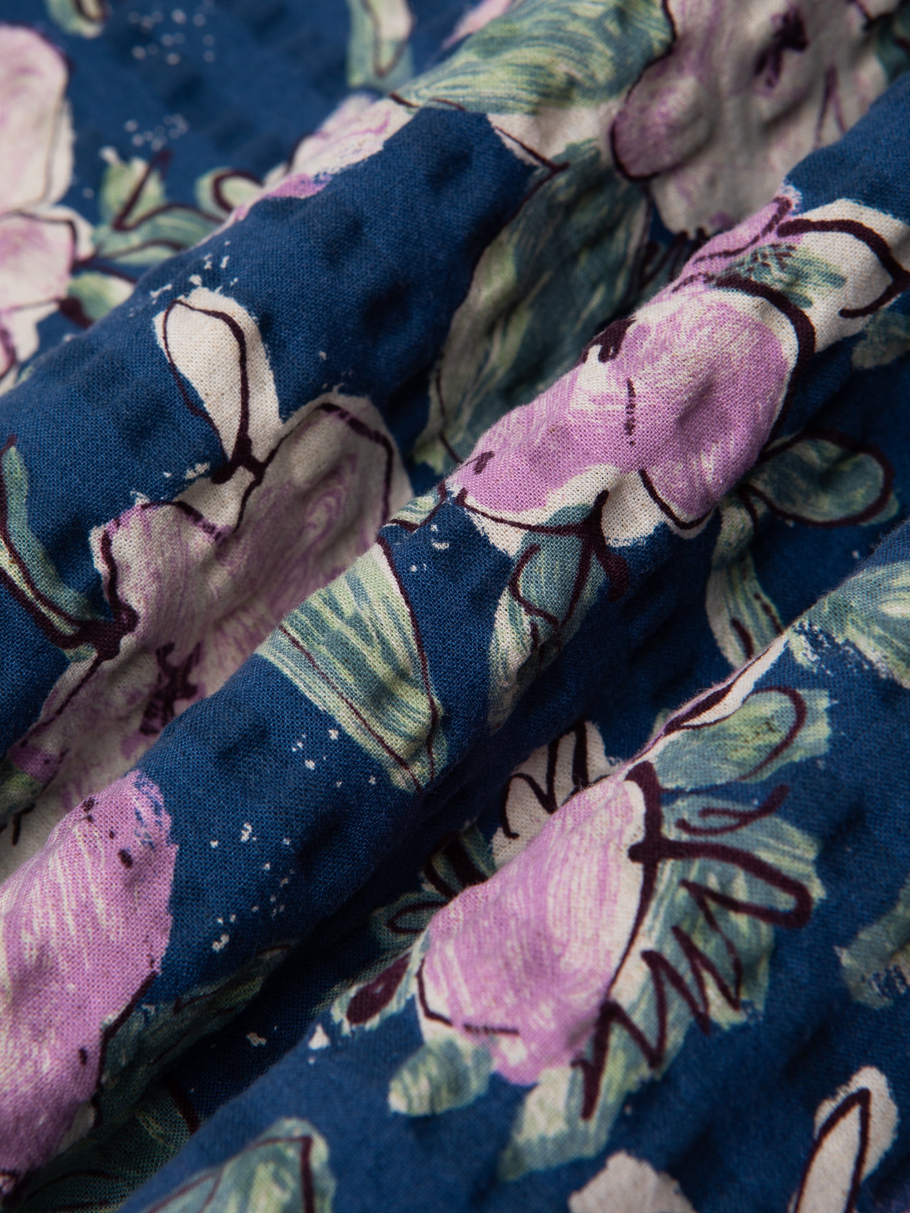 Rosyth Overshirt in Blue / Lilac Floral Seersucker