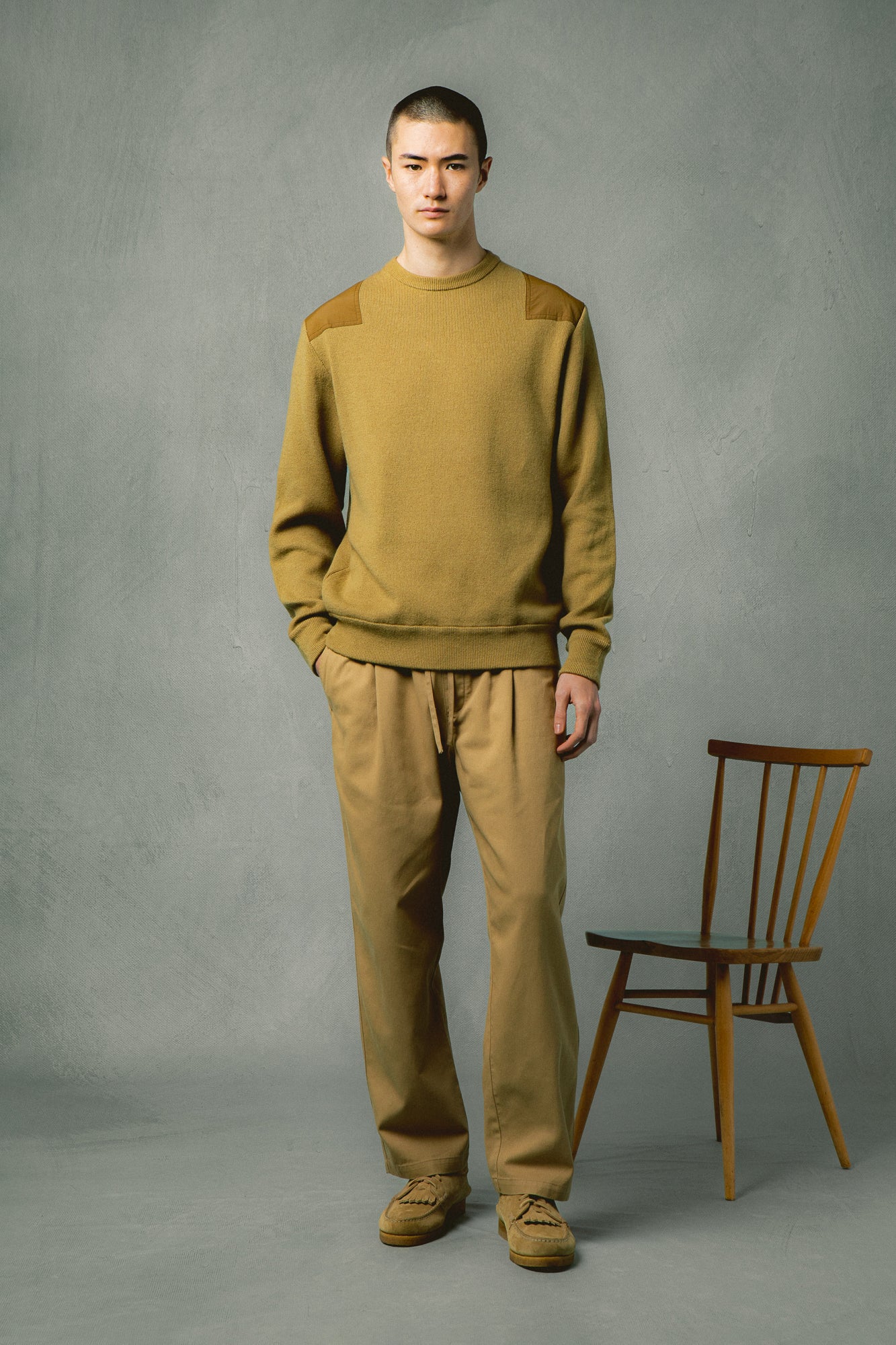 A model wearing a casual outfit from Scottish menswear brand KESTIN.