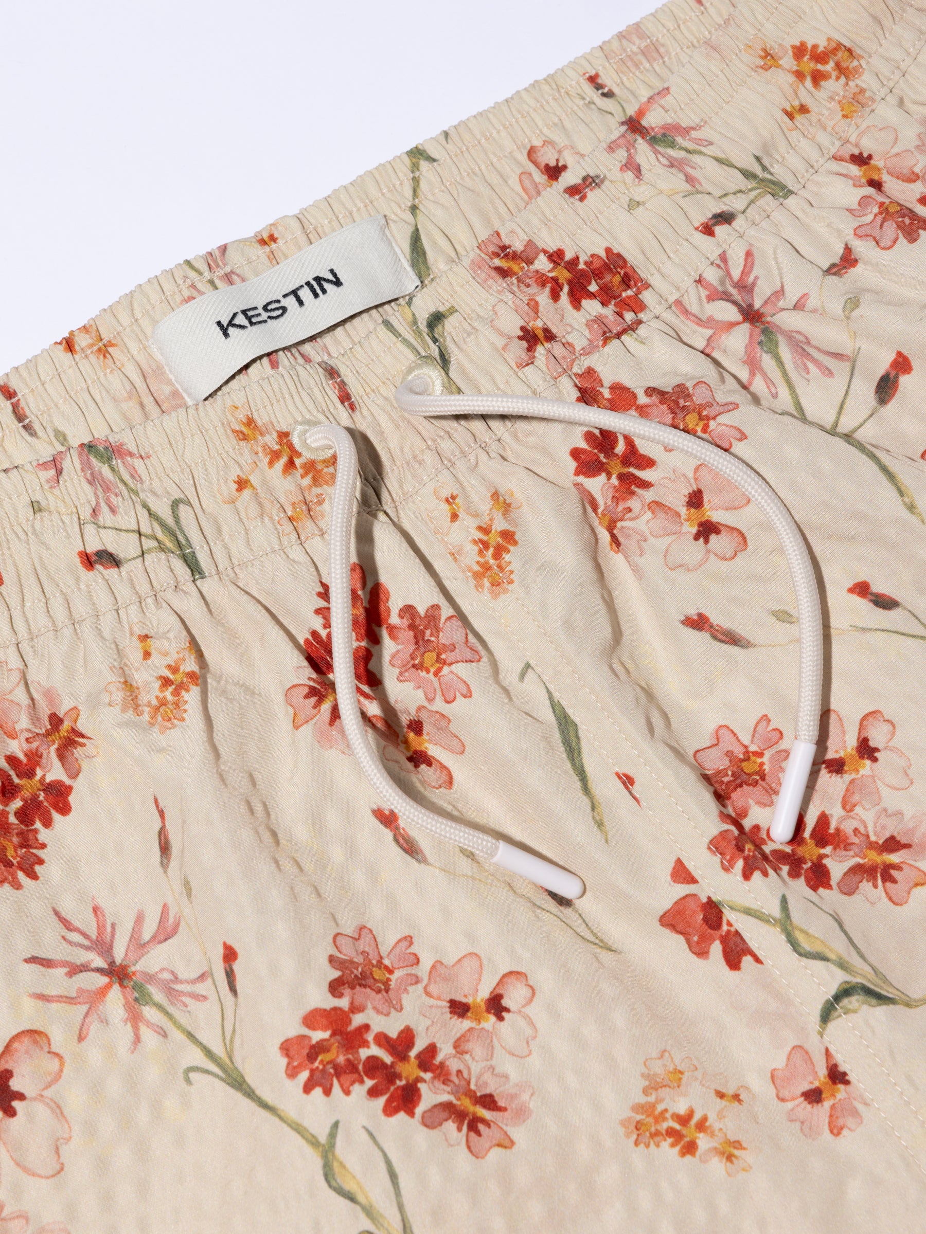 Seacliff Swim Shorts in Ecru Floral SEAQUAL® Yarn