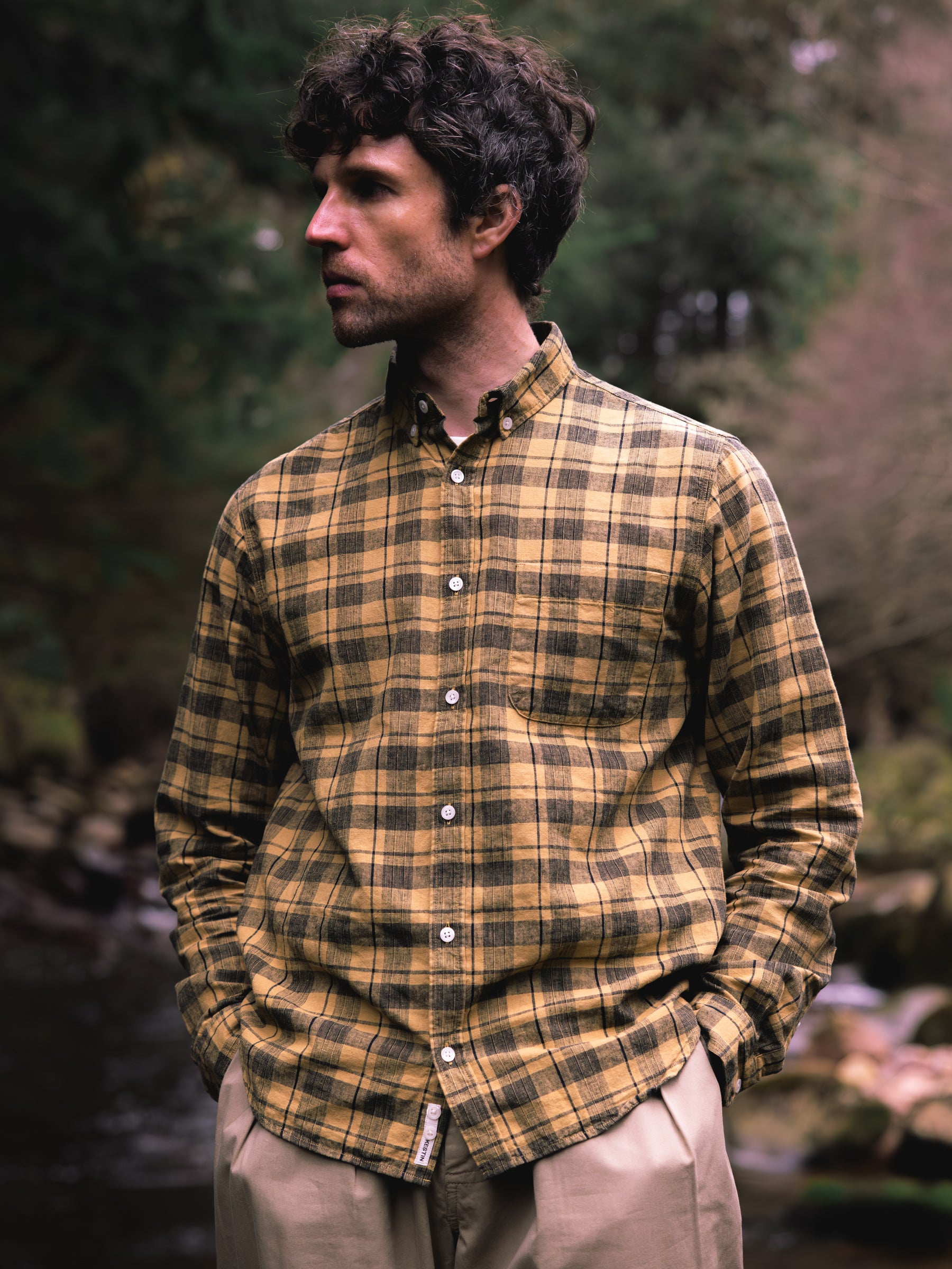 Raeburn Button Down Shirt in Gorse Linen Check