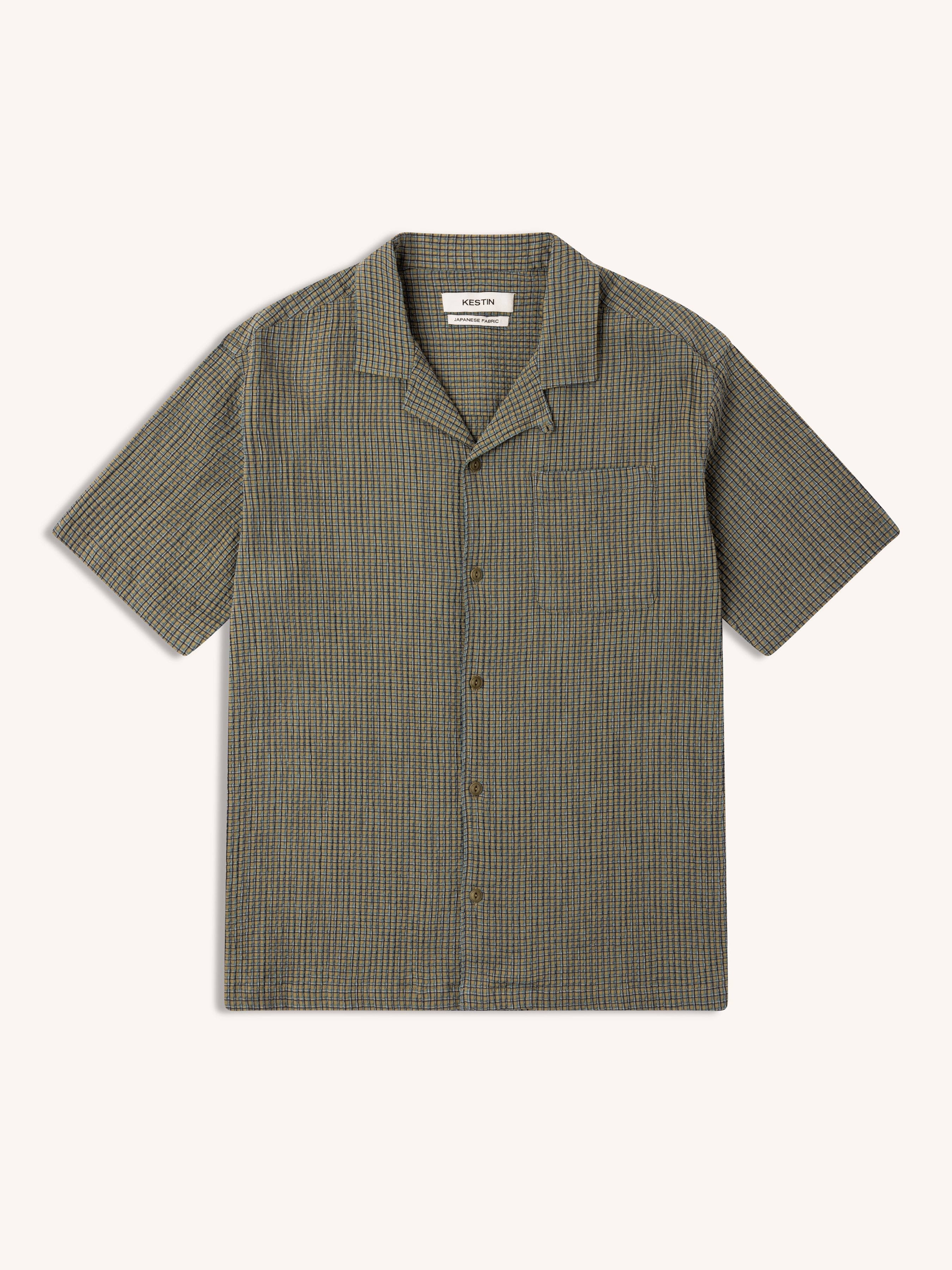 Crammond Shirt in Green Check Japanese Seersucker