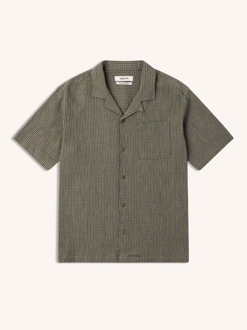 Crammond Shirt in Green Check Japanese Seersucker