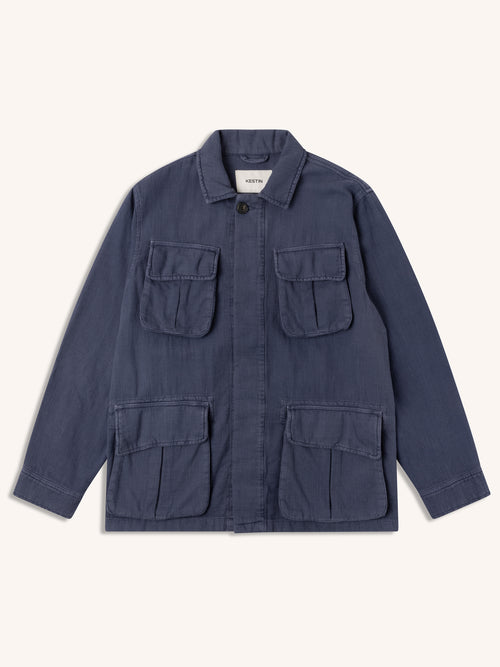Tyndrum Field Jacket in Navy Slub Cotton