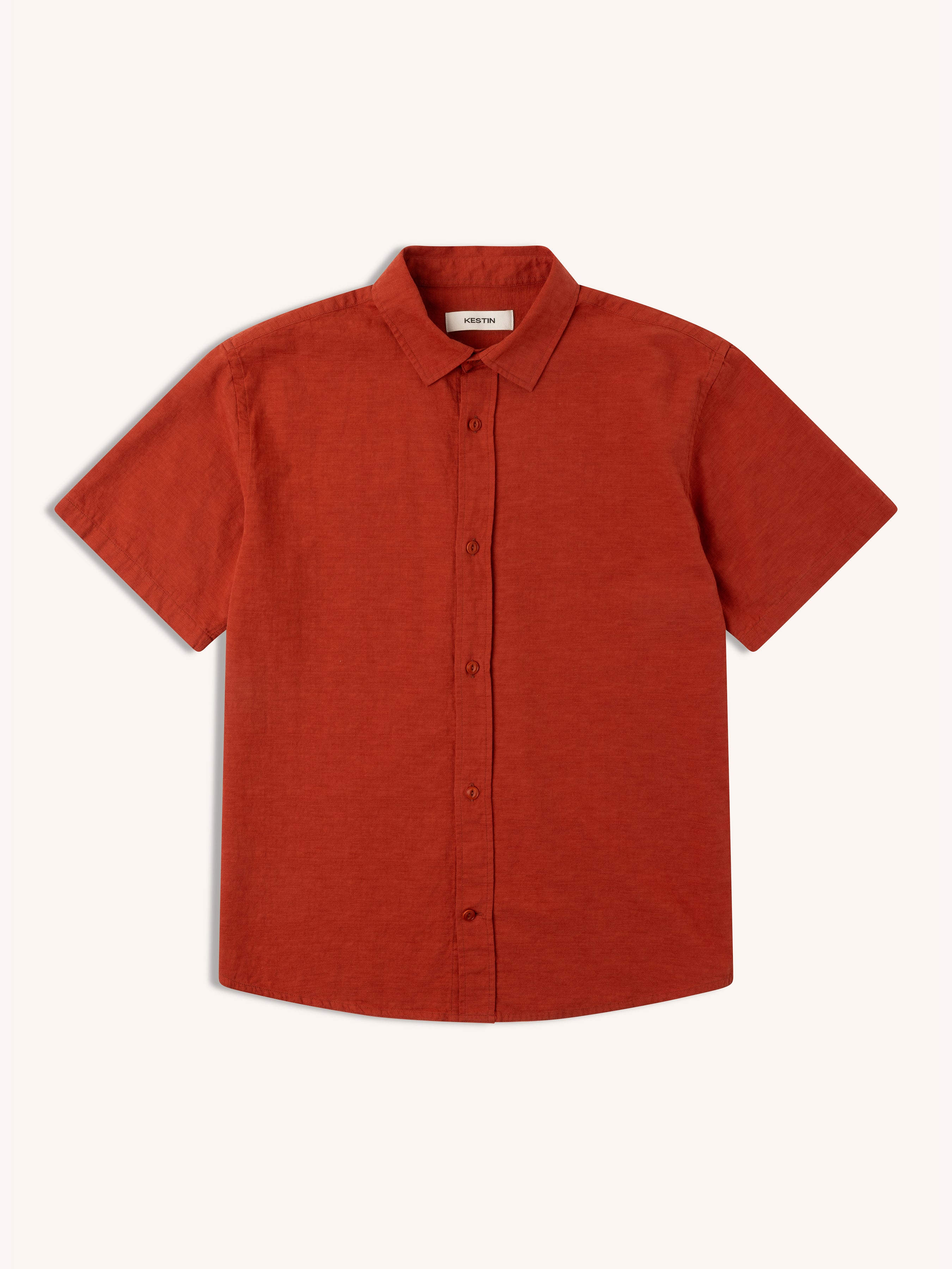Ferness Oversized Shirt in Rusted Red Slub Cotton