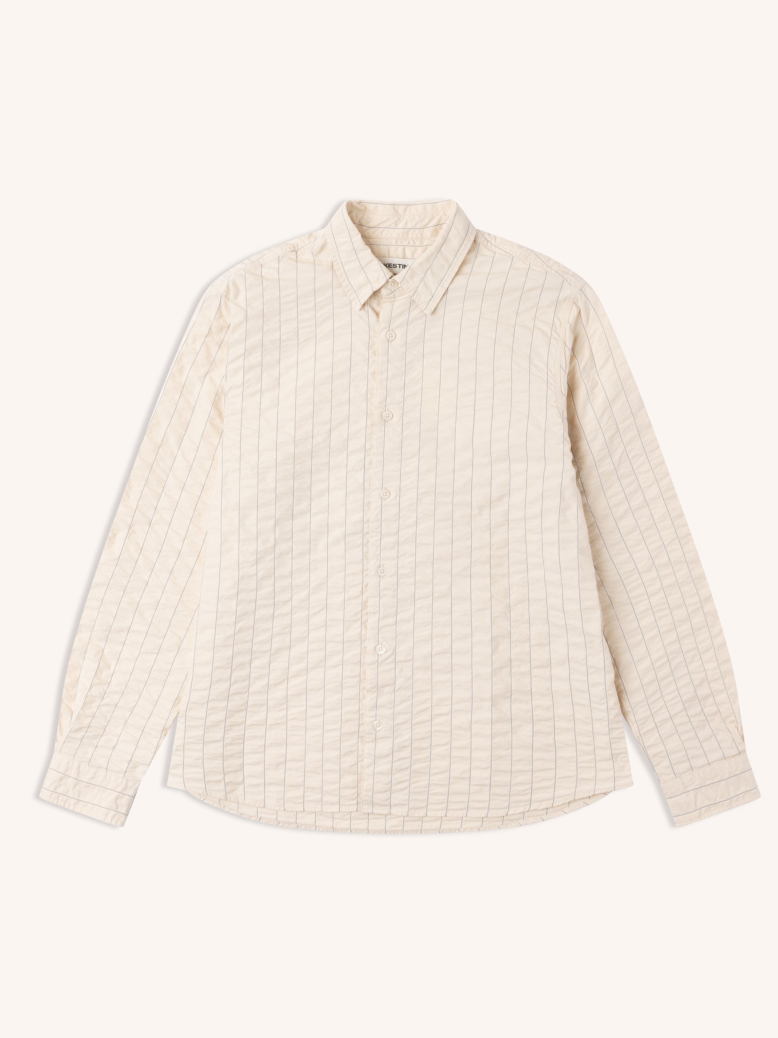 Dirleton Shirt in Ecru Seersucker Stripe