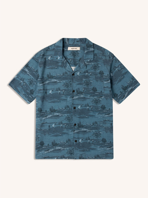 Crammond Shirt in French Blue Golf Print Cotton