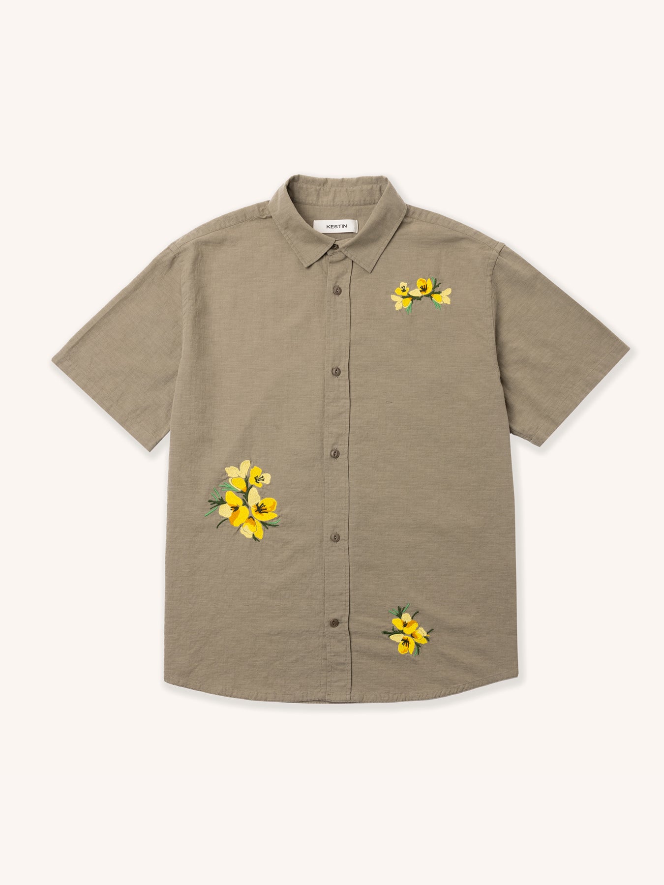Ferness Oversized Shirt in Sage Floral Slub Cotton