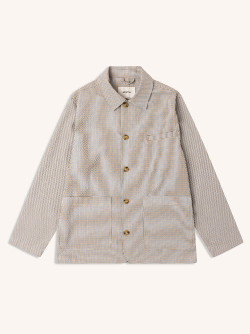 Huntly Jacket in Ecru / Brown Gingham Seersucker