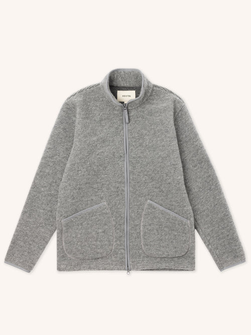 Lanark Zip Fleece in Grey Ribbed Wool Blend