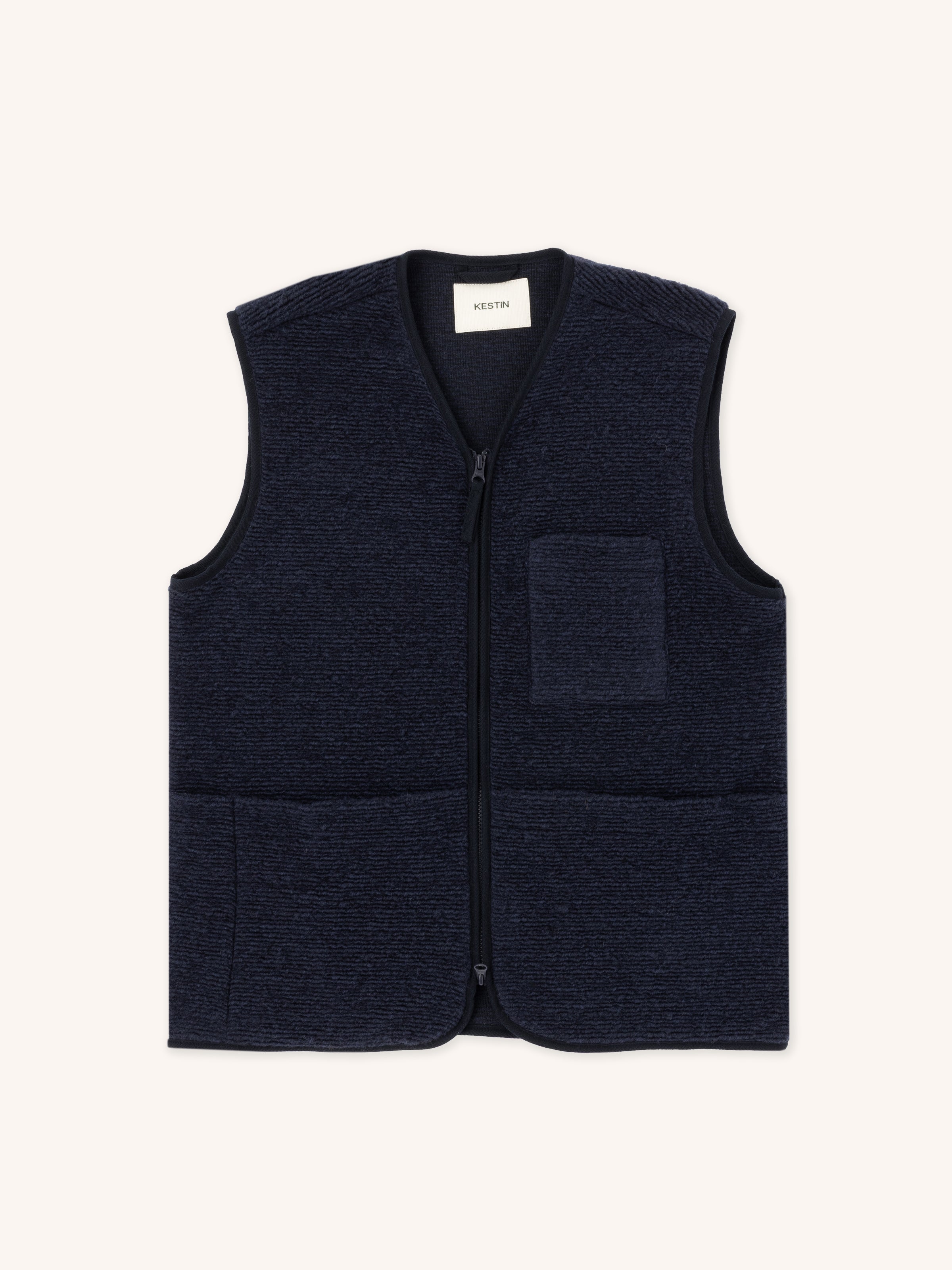 Bute Vest in Navy Ribbed Fleece