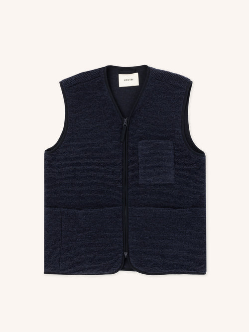 Bute Vest in Navy Ribbed Fleece