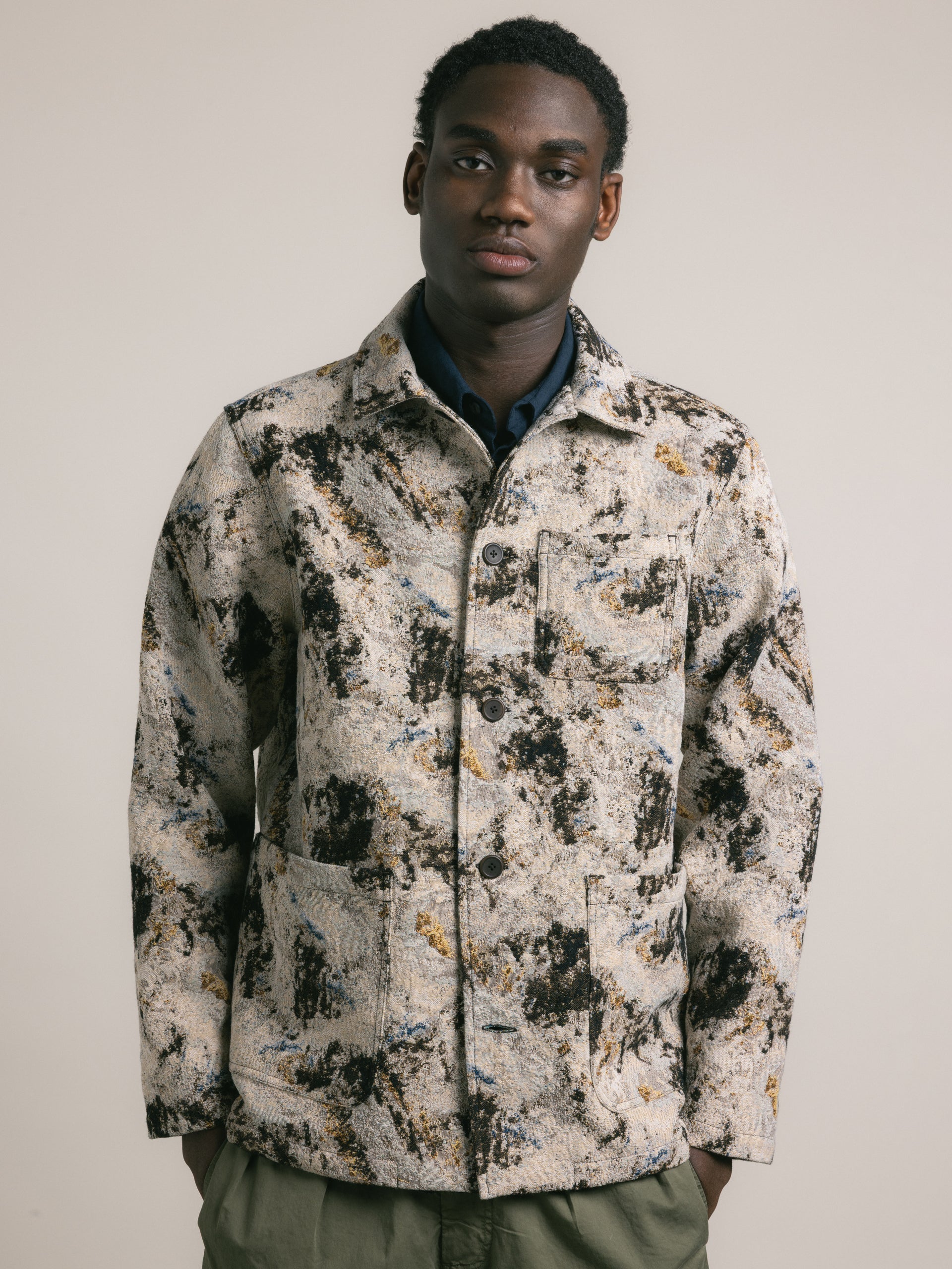 Ormiston Jacket in Brown Camo Jacquard – Kestin
