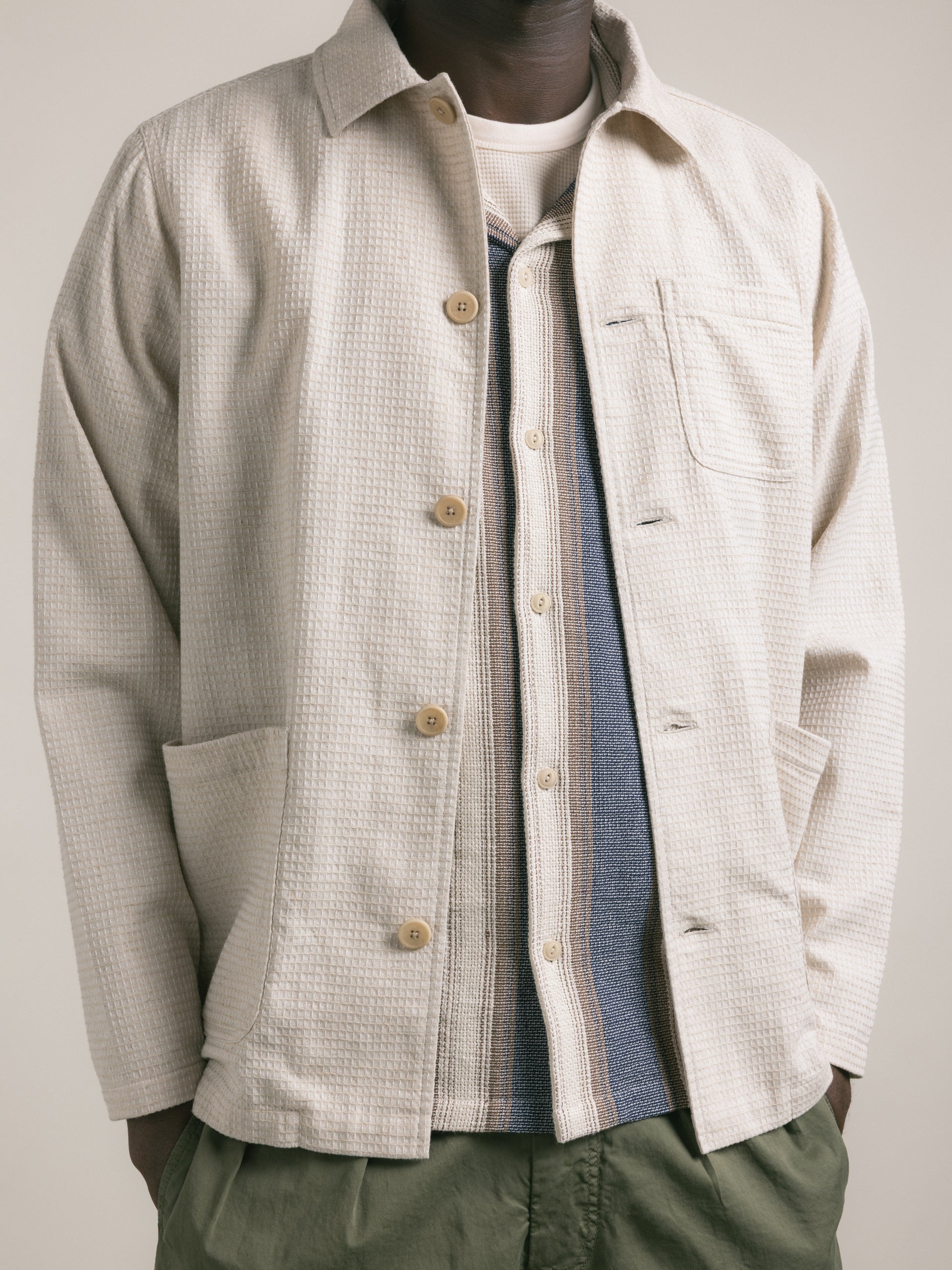 Ormiston Jacket in Ecru Linen Waffle