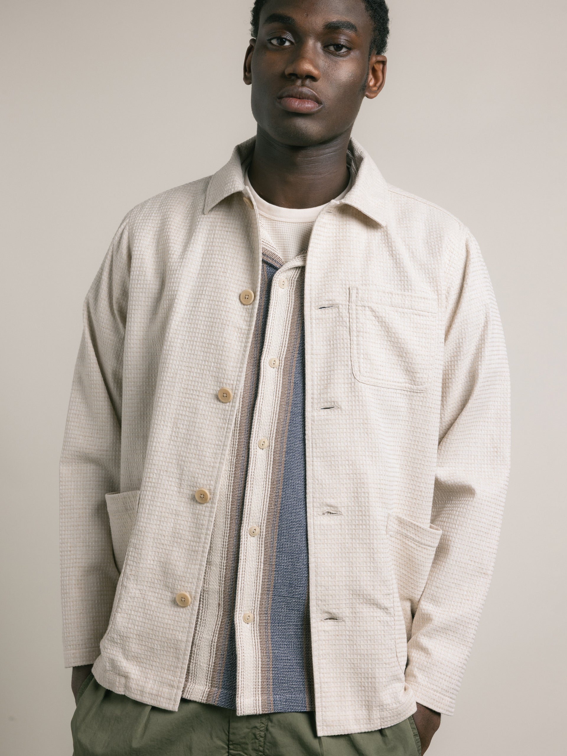 Ormiston Jacket in Ecru Linen Waffle